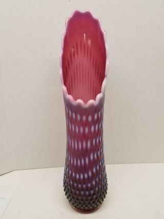 Huge Fenton Purple Plum Opalescent Hobnail Swung Vase 16 - 1/4 " Tall