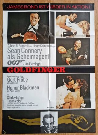James Bond 007 Rare German 1 - Sheet Poster Goldfinger Sean Connery