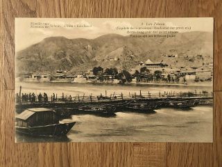 China Old Postcard Mission Kan Sou Lan Tcheou Boats River