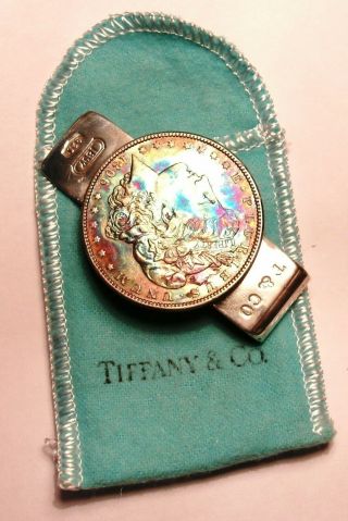 Tiffany & Co 1837 Sterling Silver Morgan Dollar Money Clip & Pouch Patina