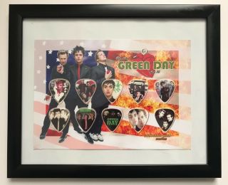 Green Day Picture Collectors Gold Series 15 Guitar Plectrums Picks In Frame -