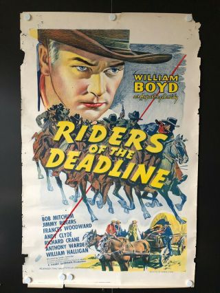 Riders Of The Deadline (r1940s) One Sheet Movie Poster - 28 " X 44 "
