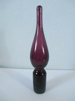 Vintage Blenko Art Glass Purple Flame Decanter Stopper Only