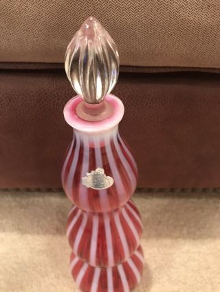 Fenton Art Glass Wine Bottle Cranberry Opalescent Stripe Tall (Small Chip Look) 2