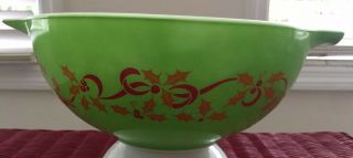 Vintage Rare Pyrex Bowl Merry Christmas Happy Year Holiday Green 443