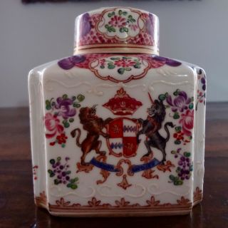 Antique 19th Century Samson French Porcelain Armorial Tea Caddy