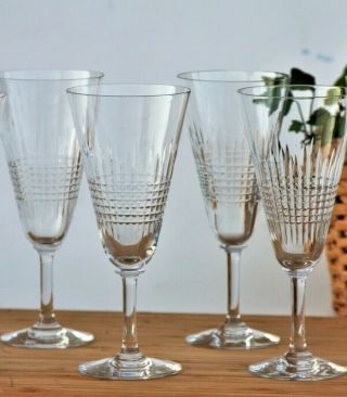 French Baccarat Crystal Nancy Model 4 Rare Champagne Or Cocktail Flutes