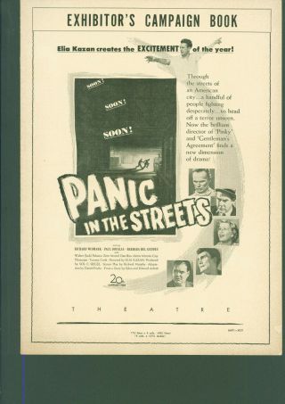 Panic In The Streets (1950) Press Book Richard Widmark,  Paul Douglas,  Barbara Bel