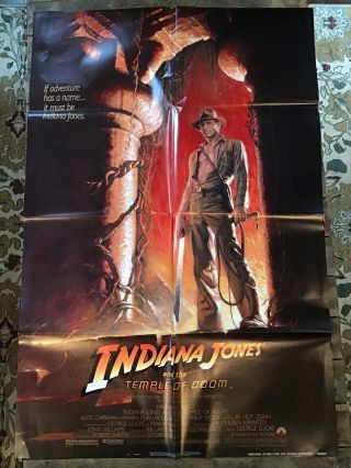 Vintage 1984 Indiana Jones Temple Of Doom Movie Poster / Full Sheet