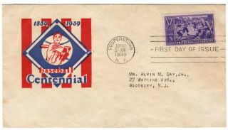 Fdc 1939 Baseball Stamp Scott 855 On Emeigh Cachet