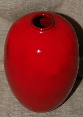Ben Owen Iii Chinese Red North Carolina Nc Pottery Egg Vase 2005