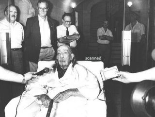 Salvador Dali In Wheelchair Gesticulating Rare Candid 8x10 Photograph