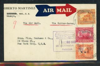 Nicaragua Postal History: Lot 4 1929 Maxwell A2 Masaya - York City $$$
