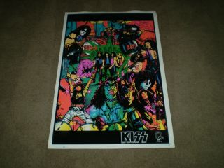 Kiss 1995 Comics Black Light Felt Poster