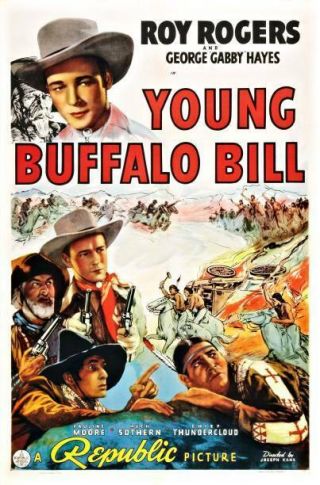 Old Large Roy Rogers Cowboy Movie Poster,  Young Buffalo Bill 1940