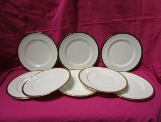Set 8 Vintage Royal Victoria Fine Bone China Salad Plates 8.  25in - White & Gold