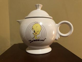 Fiesta Ware 1994 Teapot Looney Tunes Tweety Bird White Euc
