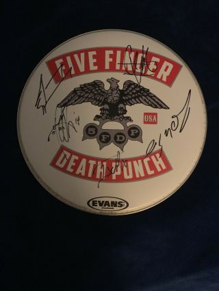 Autographed Five Finger Death Punch 8 " Drum Head Signed By 5 Members