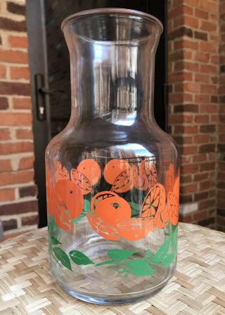Vintage Glass Carafe Pitcher Decanter Juice Jug Orange Slices Mexico