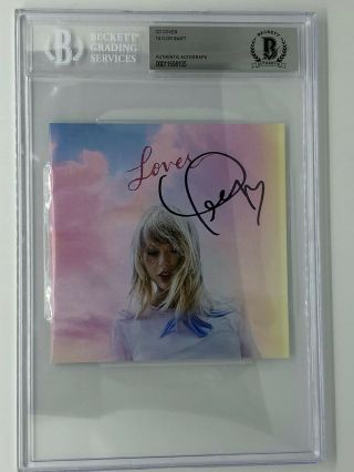 Taylor Swift Signed Lover Cd Cover Beckett Authenticated Encapsulated Autograph
