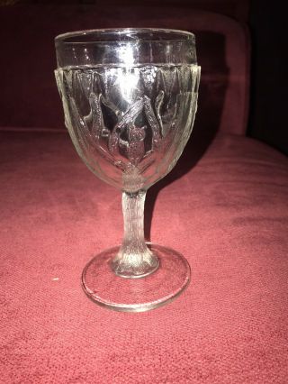 Rare Owl And Possum Early American Pattern Glass Goblet