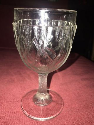 Rare Owl And Possum Early American Pattern Glass Goblet 2