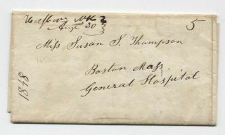 1848 Wolfboro Nh Manuscript Stampless Folded Letter To Boston [5249.  205]