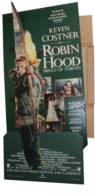 Robin Hood: Prince Of Thieves Vhs Movie Video Store Display Standee 1991