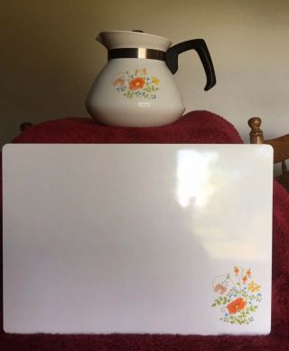 Corning Ware Wild Flower Counter Saver Cutting Board & 6 Cup Coffee Tea Pot