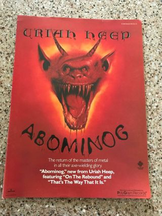 1982 Vintage Album Promo Print Ad For Uriah Heep " Abominog " Axe - Wielding Glory