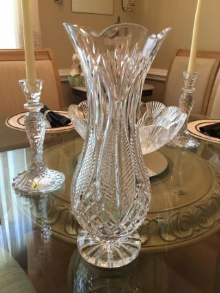 Stunnng Gorgeous Waterford Crystal Designer Gallery Blue Bell Vase 14 