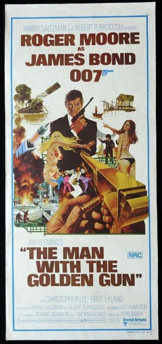 The Man With The Golden Gun Daybill Movie Poster Roger Moore James Bond