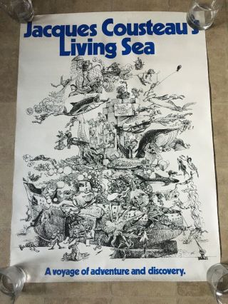 Jacques Cousteau’s Living Sea Poster A Voyage Of Adventure & Discovery Promotion