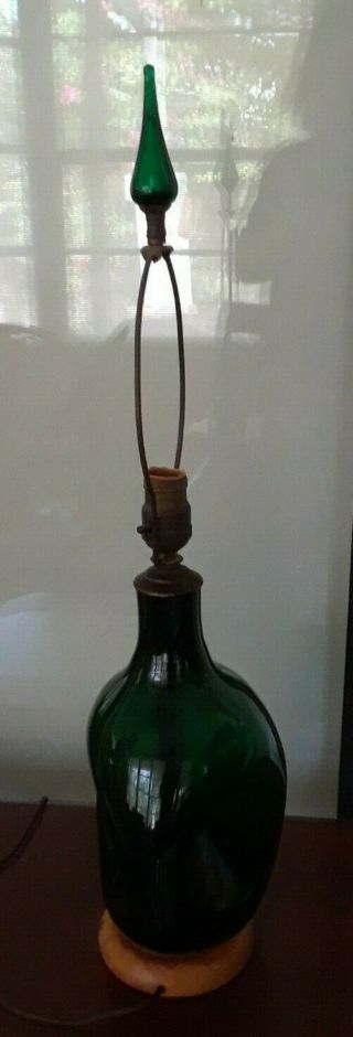 Blenko Mid Century Modern Green Pinched Art Glass Lamp