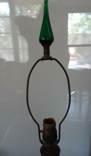 BLENKO MID CENTURY MODERN GREEN PINCHED ART GLASS LAMP 3