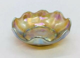 Lct Louis Comfort Tiffany Iridescent Favrile Glass Antique Salt Cellar Dish 3”