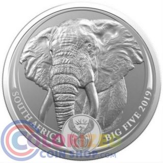 2019 1 Oz South African 5 Rand Silver Elephant Big Five Coin