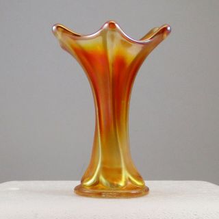 Imperial Miniature Morning Glory Marigold Carnival Glass Vase Bw0583