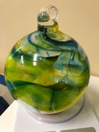 Large 7” Hand Blown Art Glass Sphere Ball Garden Ornament Glass Eye Studio?