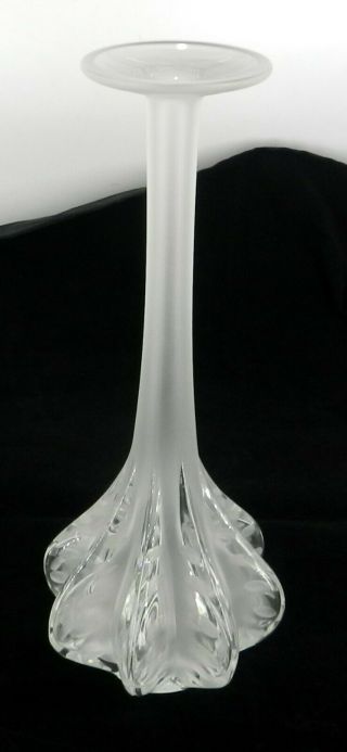 Lalique France Large Art Glass Marie Claude Tall Frosted Vase Signed