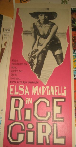 Rice Girl Film Movie Poster 14x36 1956 Sexy Elsa Martinelli Pinup