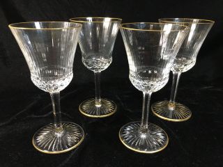 (4) St Louis Crystal Apollo Gold 6.  375 Inch Burgundy Wine Goblets