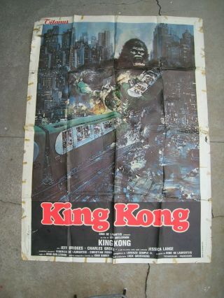 King Kong 1976 Jeff Bridges Charles Grodin Jessica Lange Rare Italian Poster