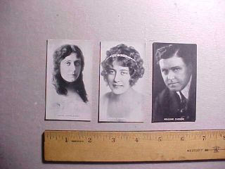 1920s Silent Movie Stars 3 Trade Cards By Piqua Ohio Phonograph Dealer Vg,