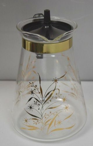 Vintage Pyrex Glass Gold Atomic Starburst 10 Cup Coffee Pot Carafe No Warmer