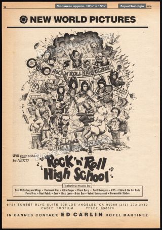 Rock N Roll High School_original 1979 Trade Print Ad Promo/ Poster_the Ramones