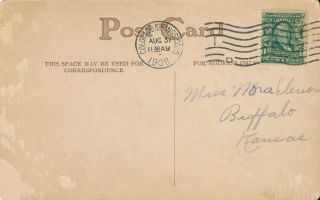 Ben Franklin 1 Cent Us Postage Stamp Flag Cancelled 1908 Postcard Colorado