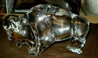 Flawless Stunning Baccarat Crystal Bison Buffalo Bull Figurine Massive Sculpture