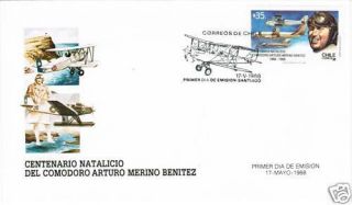 Chile 1988 Fdc Comodoro Merino Aircraft Airplane