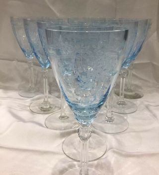 “june Blue” By Fostoria Flower Water Goblet Glass’s